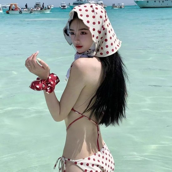 Summer seaside vacation small fresh swimsuit female sexy bikini lace-up three-point Korean ins hot girl swimsuit