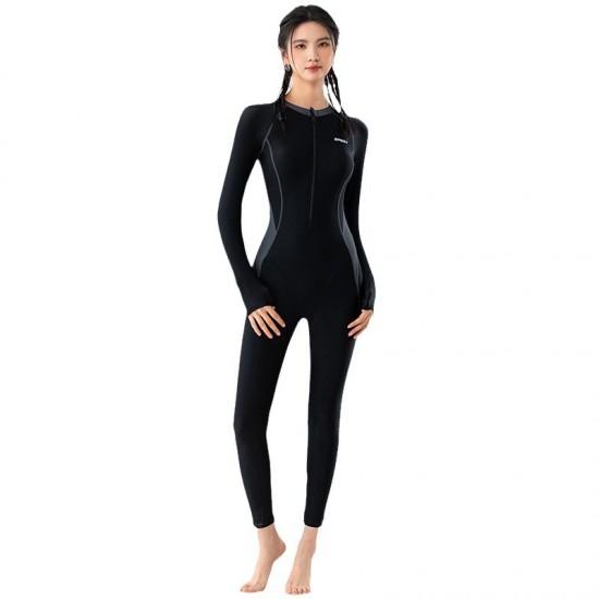Korean wetsuit plus size women's long-sleeved jellyfish swimsuit split sunscreen snorkeling suit slim swimsuit