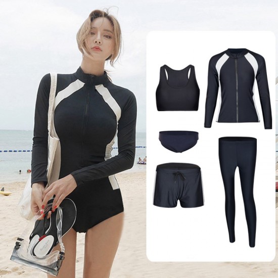 Wetsuit zipper long-sleeved split swimsuit couple men and women jellyfish suit surfing suit hot spring swimsuit