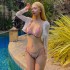 Shining gold tube top split bikini sexy hot girl three-point small breast push-up beach swimsuit vacation