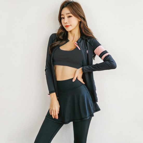 Outdoor wetsuit for women, split long-sleeved suit, swimsuit, women's surfing suit, four-piece set