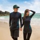 Large size Korean wetsuit female couple long-sleeved jellyfish swimsuit split zipper sunscreen trousers snorkeling suit