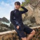 Large size Korean wetsuit female couple long-sleeved jellyfish swimsuit split zipper sunscreen trousers snorkeling suit