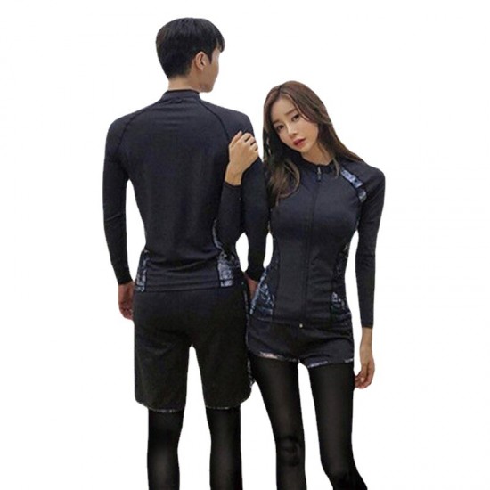 Large size Korean wetsuit female couple long-sleeved jellyfish swimsuit split zipper sunscreen trousers snorkeling suit