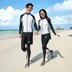 Korean version of the new split long-sleeved surfing sunscreen snorkeling swimsuit hot spring sports slimming couple wetsuit suit
