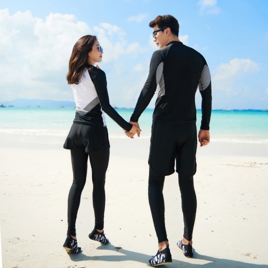 Korean version of the new split long-sleeved surfing sunscreen snorkeling swimsuit hot spring sports slimming couple wetsuit suit