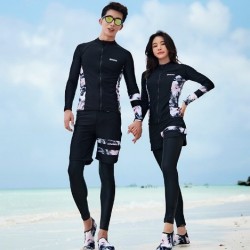 Korean style beach couple split swimsuit wetsuit split sunscreen for men and women long sleeves and trousers zipper swimsuit suit