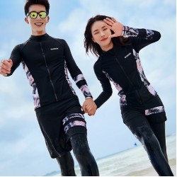 Korean style beach couple split swimsuit wetsuit split sunscreen for men and women long sleeves and trousers zipper swimsuit suit