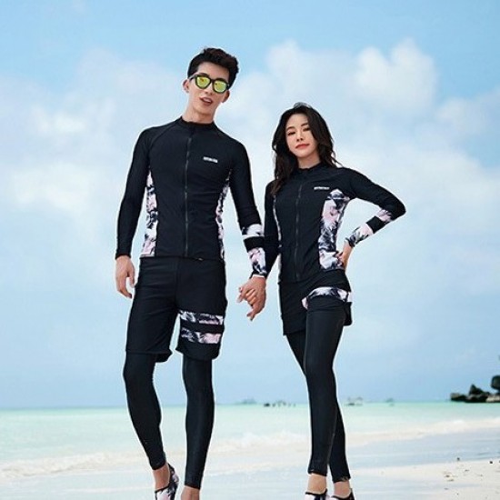 Korean style beach couple split swimsuit wetsuit split sunscreen for men and women long sleeves and trousers zipper swimsuit suit