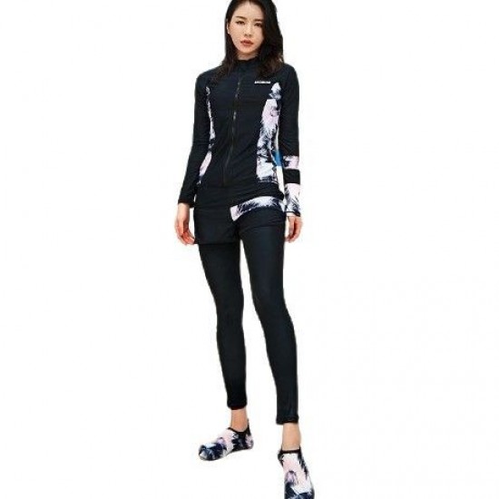 Korean style beach couple split swimsuit wetsuit split sunscreen for men and women long sleeves and trousers zipper swimsuit suit