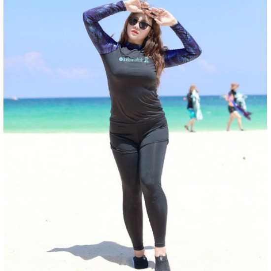 Korean large size wetsuit women's long-sleeved jellyfish swimsuit split sunscreen slimming snorkeling suit swimsuit