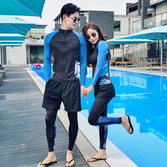 Korean diving suit split zipper long-sleeved trousers sun protection quick-drying swimsuit couple men and women jellyfish suit snorkeling suit