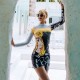 New long-sleeved split sexy swimsuit for women covering belly, slimming and small breasts gathering, conservative square angle, seaside resort hot spring
