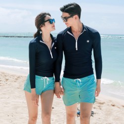 Korean wetsuit female couple long-sleeved jellyfish swimsuit split zipper sunscreen snorkeling suit slimming