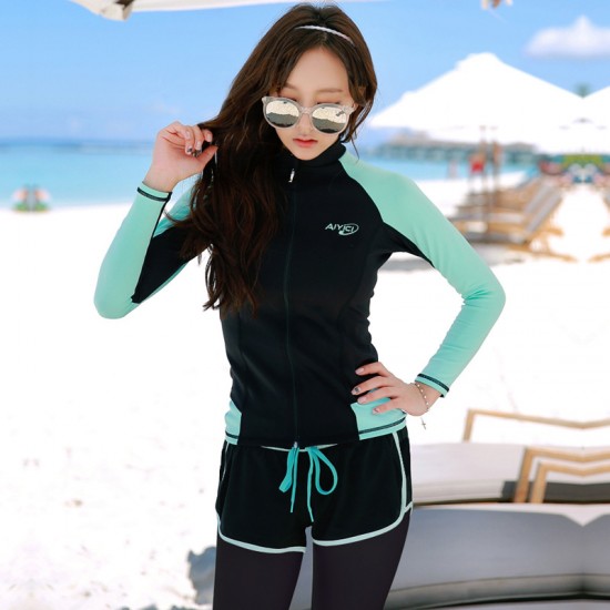 Korean diving suit for men and women long-sleeved jellyfish swimsuit split sunscreen slimming snorkeling suit swimsuit