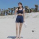 New Korean bikini with small breasts gathered to cover belly and slimming ins style hot spring split boxer female hot spring swimsuit