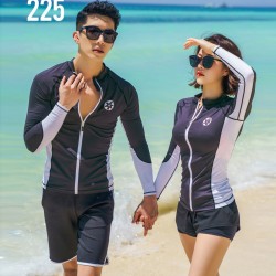 Korean version of the new men's and women's couple's swimsuit zipper long-sleeved split conservative diving suit snorkeling suit surfing suit