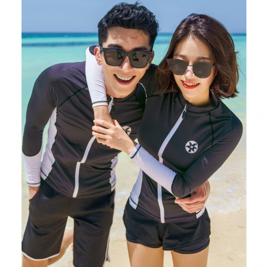 Korean version of the new men's and women's couple's swimsuit zipper long-sleeved split conservative diving suit snorkeling suit surfing suit