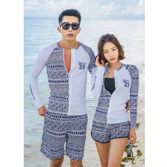Korean version of the new men's and women's couple's swimsuit long-sleeved split conservative diving suit snorkeling suit surfing suit
