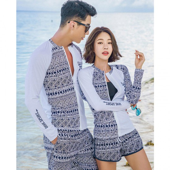 Korean version of the new men's and women's couple's swimsuit long-sleeved split conservative diving suit snorkeling suit surfing suit