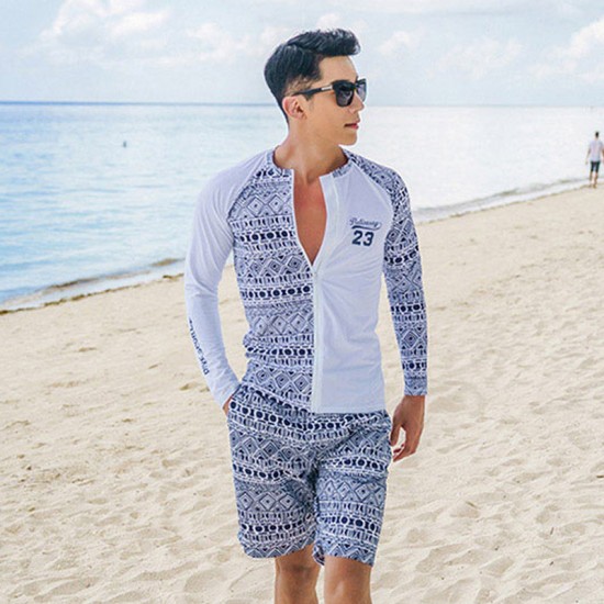 Korean version of the new men's and women's couple's swimsuit long-sleeved split conservative diving suit snorkeling suit surfing suit