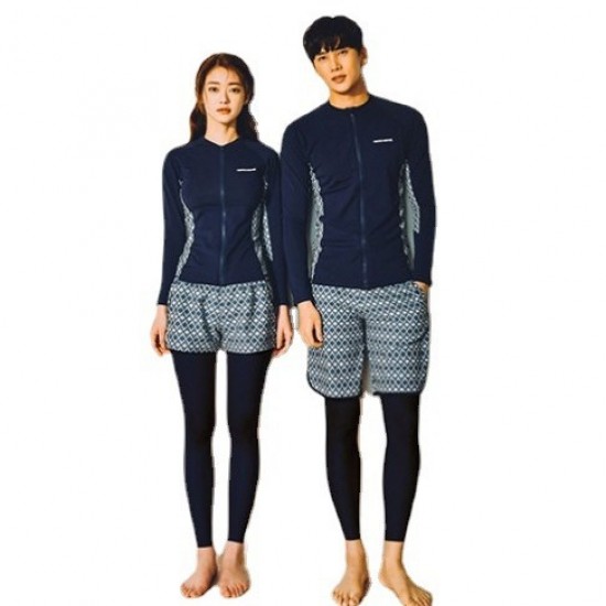 Korean wetsuit female couple long-sleeved jellyfish swimsuit male split zipper sunscreen trousers snorkeling suit slimming