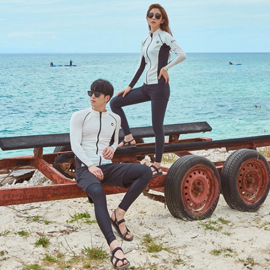 Korean wetsuit female couple long-sleeved jellyfish swimsuit male split zipper sunscreen trousers snorkeling suit slimming