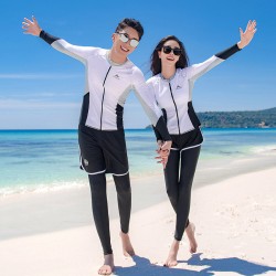 Korean wetsuit female couple long-sleeved jellyfish swimsuit split sunscreen trousers snorkeling suit slimming