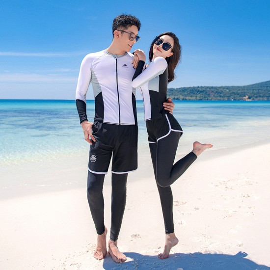 Korean wetsuit female couple long-sleeved jellyfish swimsuit split sunscreen trousers snorkeling suit slimming