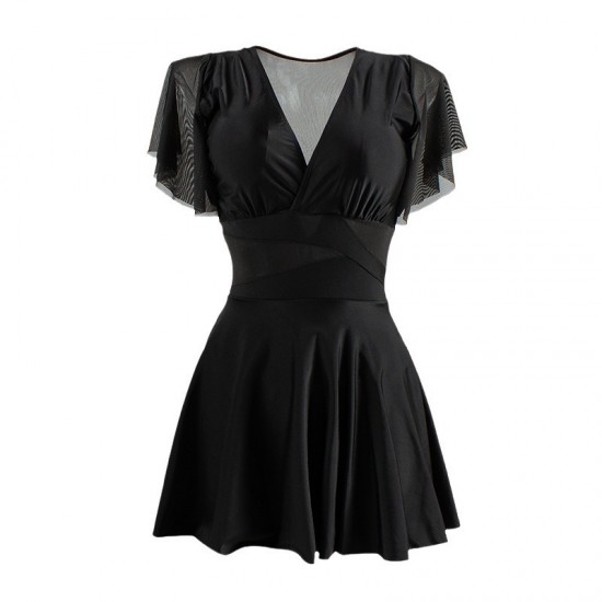 New one-piece skirt-style swimsuit for women covering belly, slimming and sexy, small breasts gathered, square-angle hot spring swimsuit