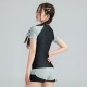 New long-sleeved split sexy swimsuit for women covering belly, slimming and small breasts, conservative bikini spa swimsuit