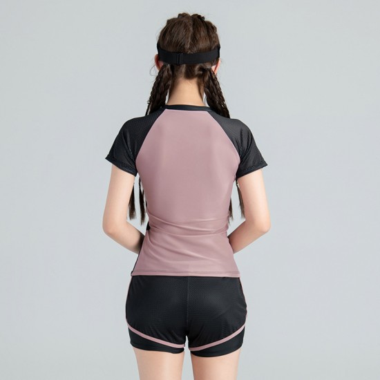 New half-sleeved split sexy swimsuit for women covering belly, slimming and small breasts, conservative bikini spa swimsuit
