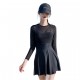 Mesh sunscreen long-sleeved see-through sexy quick-drying hot spring vacation conservative skirt style plus size plus size one-piece swimsuit for women