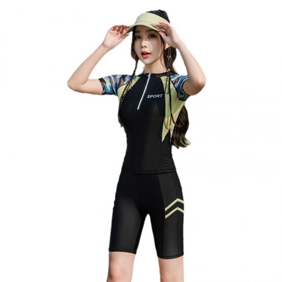 Plus size couple Korean wetsuit female half-sleeved jellyfish swimsuit split sunscreen slimming snorkeling suit swimsuit
