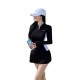 Korean style solid color three-piece swimsuit for women to cover the flesh and look slimming, sun protection diving swimsuit, zipper conservative split swimsuit