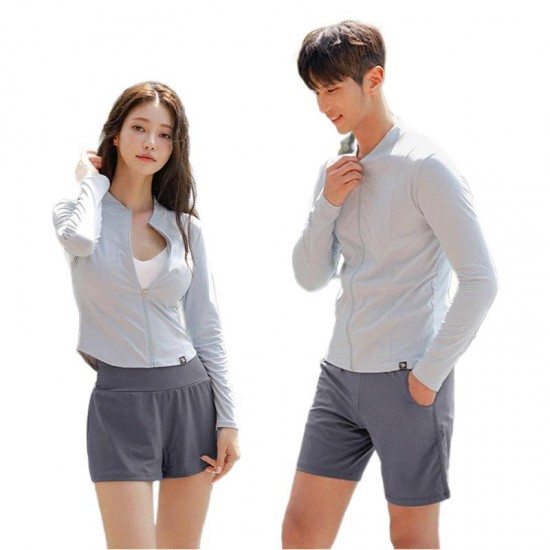 Plus size couple Korean wetsuit female long-sleeved jellyfish swimsuit split sunscreen slimming snorkeling suit swimsuit