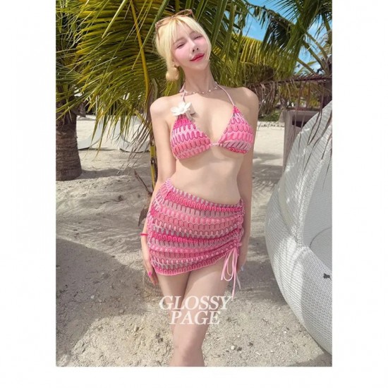 Thailand's new gradient pure lust three-piece bikini split swimsuit feminine strappy hottie vacation bikini
