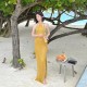 New Sexy Big Backless Bikini Ginger Halter Hollow Knitted Bohemian Beach Skirt Vacation Long Skirt
