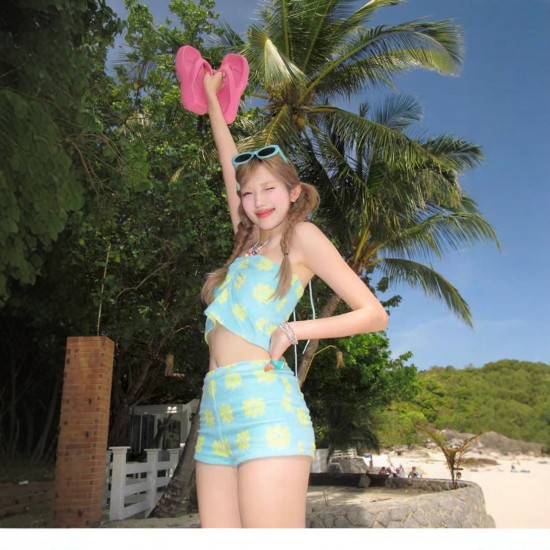 Pure desire small fragrance style high-end leisure resort hot spring photo bikini BIKINI split swimsuit for women