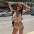 New knitted split sexy swimsuit for women covering belly, slimming and small breasts, conservative bikini spa swimsuit