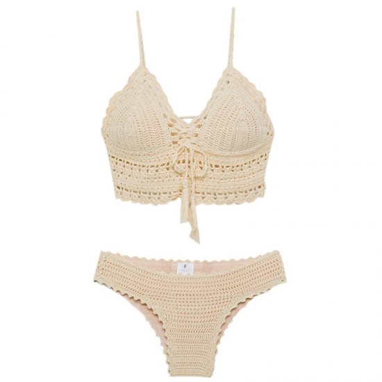 New knitted split sexy swimsuit for women covering belly, slimming and small breasts, conservative bikini spa swimsuit
