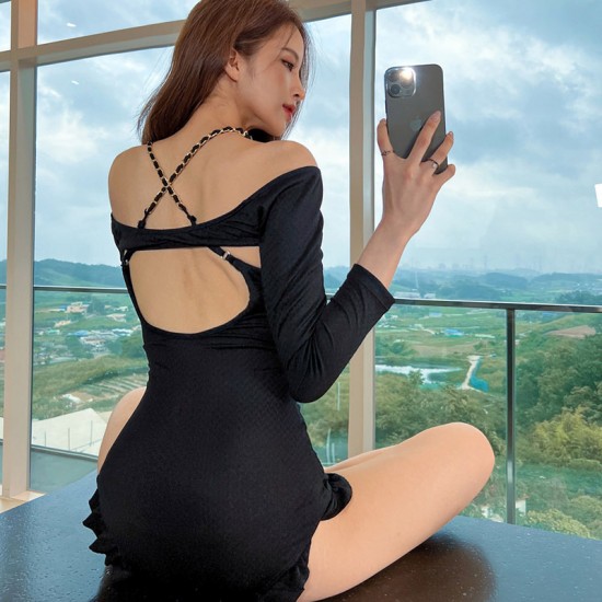 New style female Korean hot spring swimsuit backless one-piece seaside resort swimsuit bikini slim swimsuit