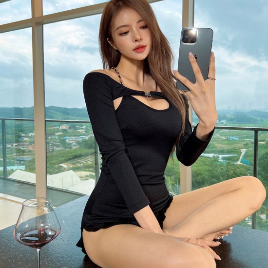 New style female Korean hot spring swimsuit backless one-piece seaside resort swimsuit bikini slim swimsuit