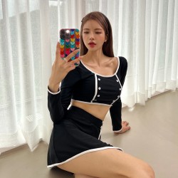 Women's swimsuit one-piece black skirt style new style conservative slimming hot spring swimsuit sexy bikini swimsuit