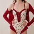 New one-piece sexy swimsuit for women, covering belly, slimming, small breasts, gathering, conservative bikini, spa swimsuit