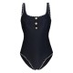 High-end retro buttoned shoulder straps, large and small bust, backless one-piece hot spring resort swimsuit for women