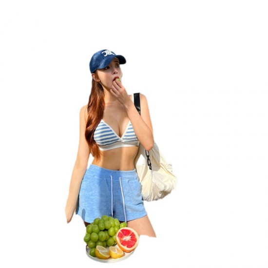 New style split sexy swimsuit for women, high waist, slimming, small breasts, push-up, conservative bikini, spa swimsuit