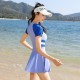 New one-piece skirt-style swimsuit for women covering belly, slimming and sexy, small breasts gathered, square-angle hot spring swimsuit