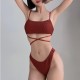 New in stock European and American solid color triangle bikini cross-border split swimsuit wholesale sexy women's swimwear bikini