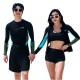 Fashionable swimsuit for couples, split long-sleeved trousers suit, color matching, conservative Japanese and Korean wetsuit, surfing beach